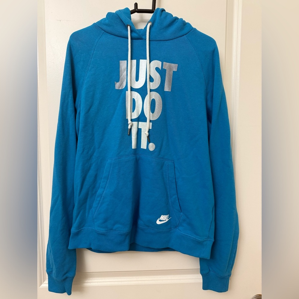 Nike Just Do It Hoodie Blue Womens Medium